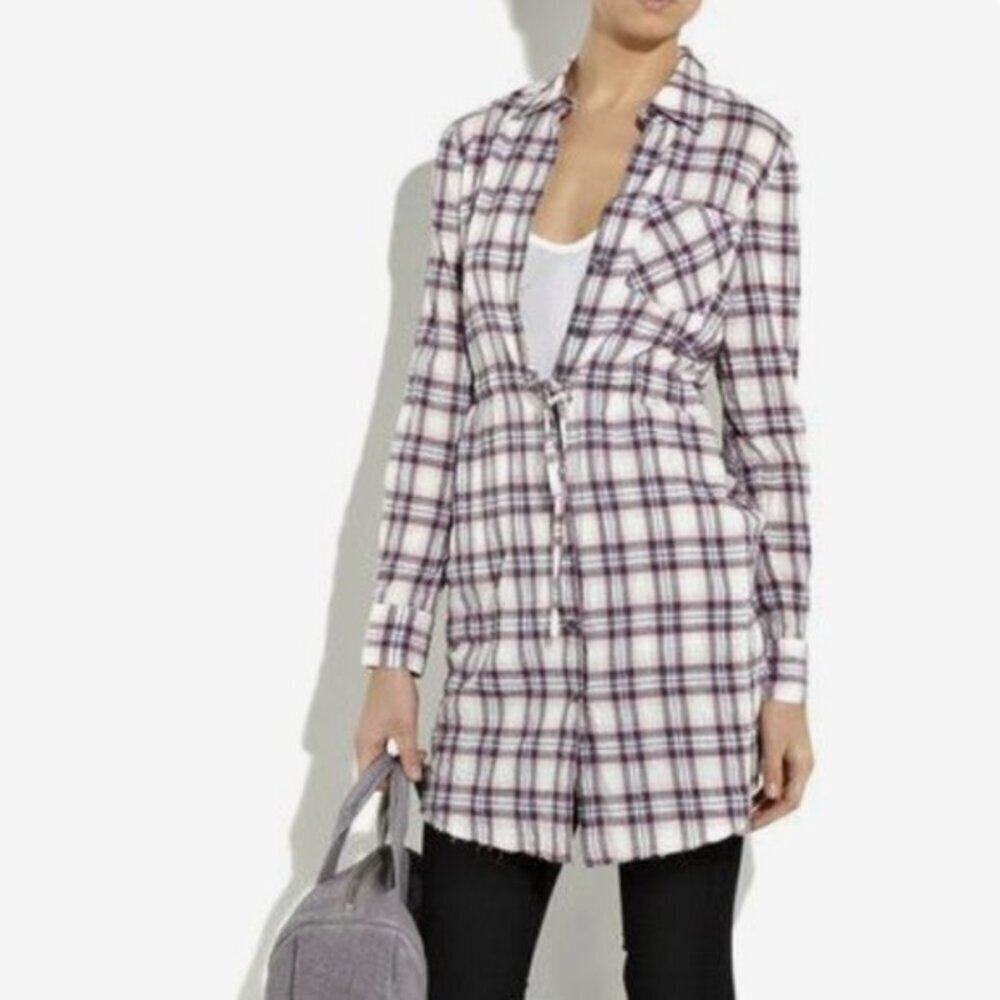 Theory Eirwan Alamo Plaid Checked Shirt Dress Size Medium